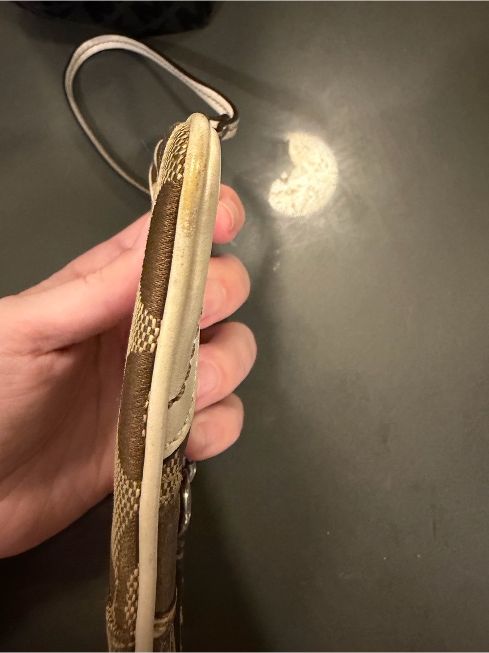 Coach Patchwork Brown and Cream Signature Wristlet with Snakeskin Stripe - Picture 3 of 4